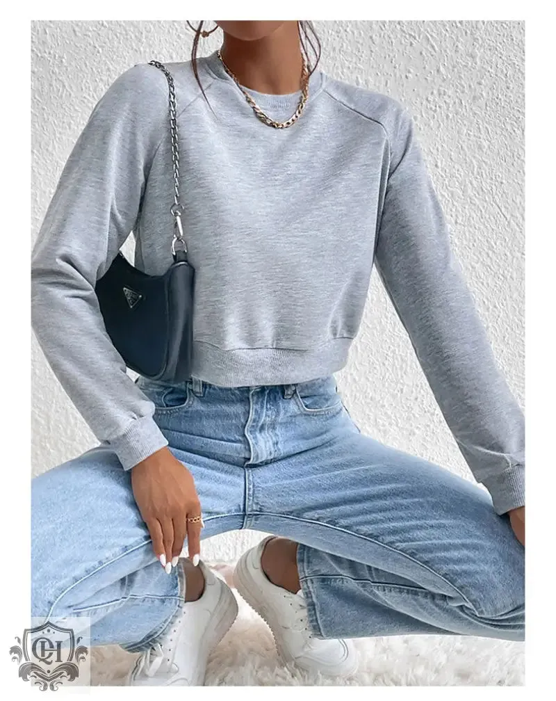 Solid Colour Round Neck Sweater