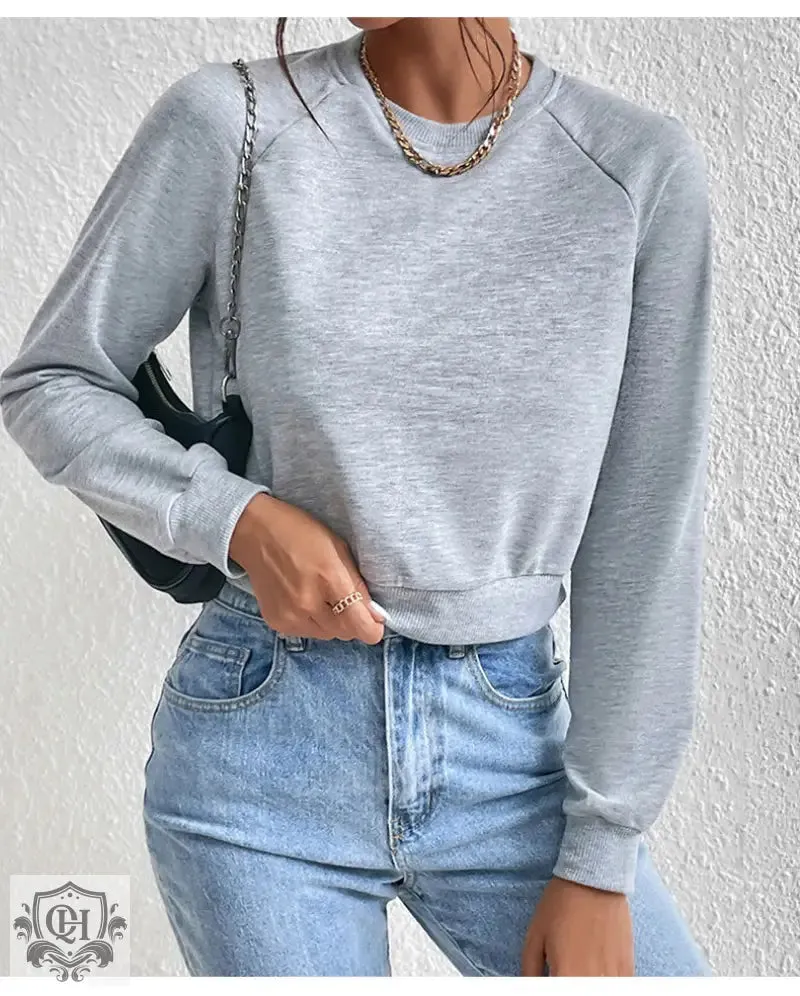 Solid Colour Round Neck Sweater