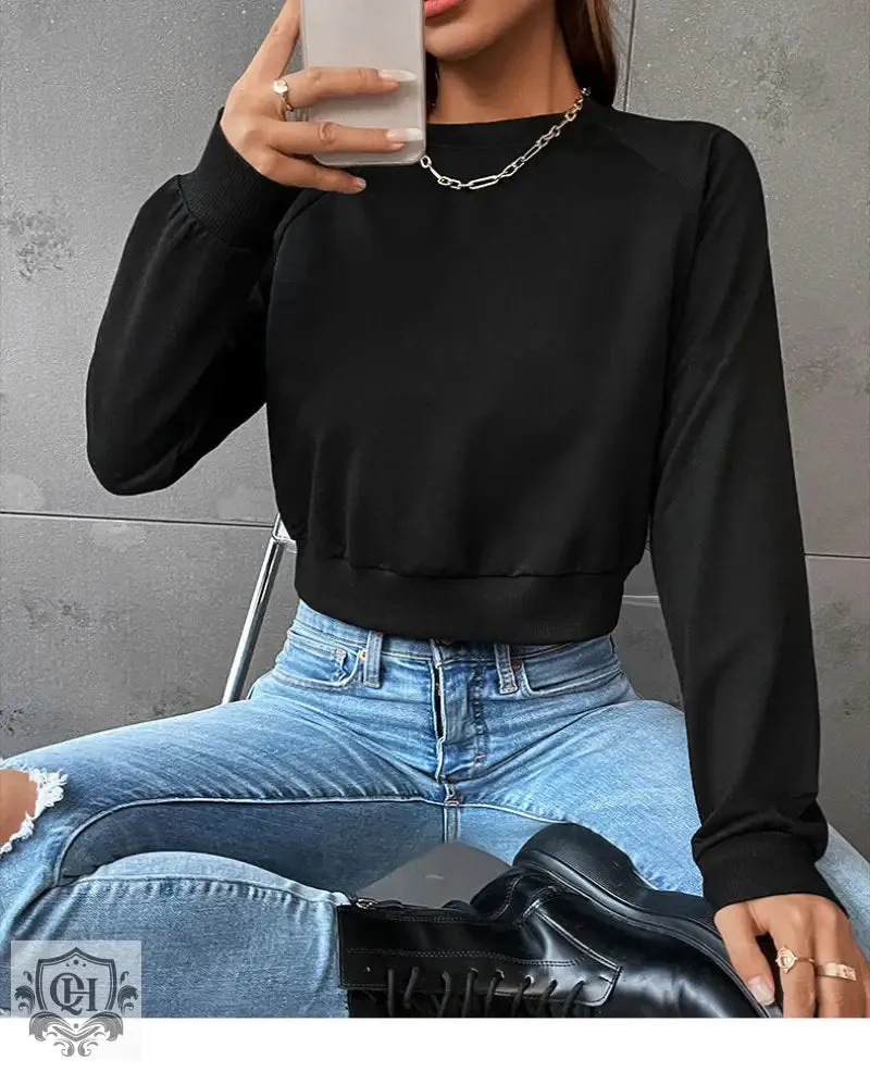 Solid Colour Round Neck Sweater