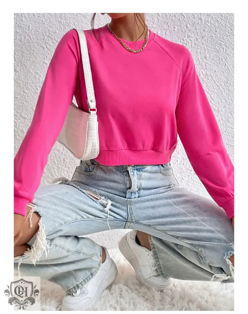 Solid Colour Round Neck Sweater