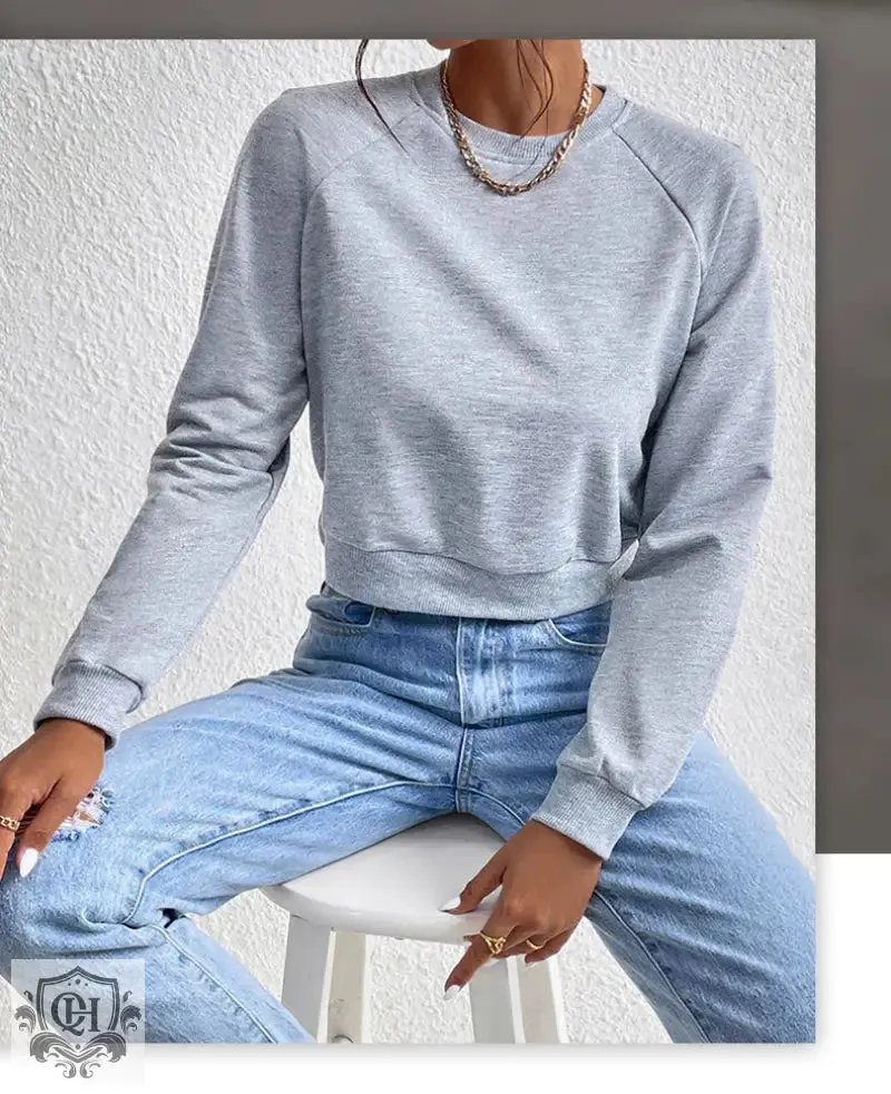 Solid Colour Round Neck Sweater