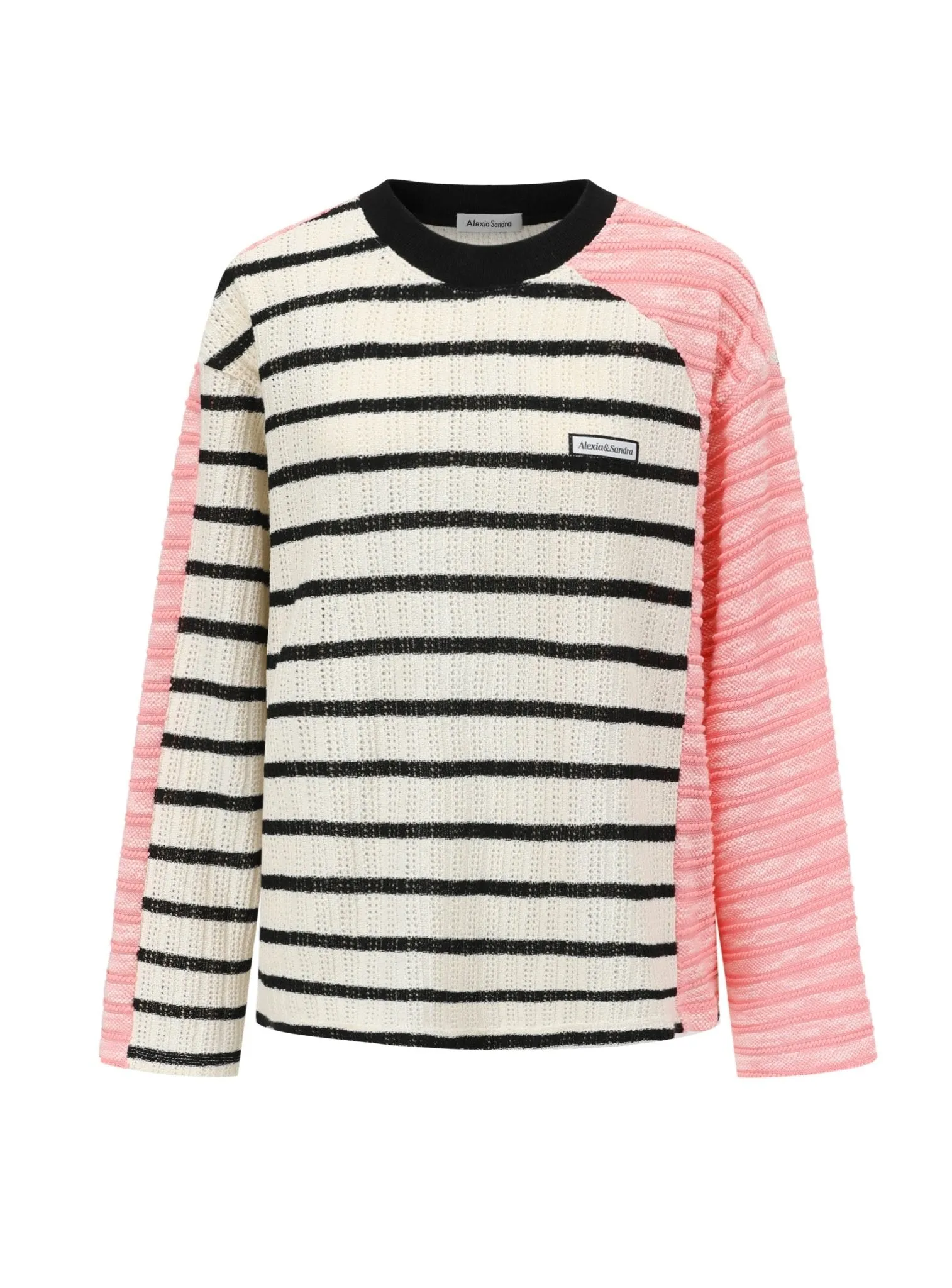 Stripe Asymmetrical Knitwear in Pink