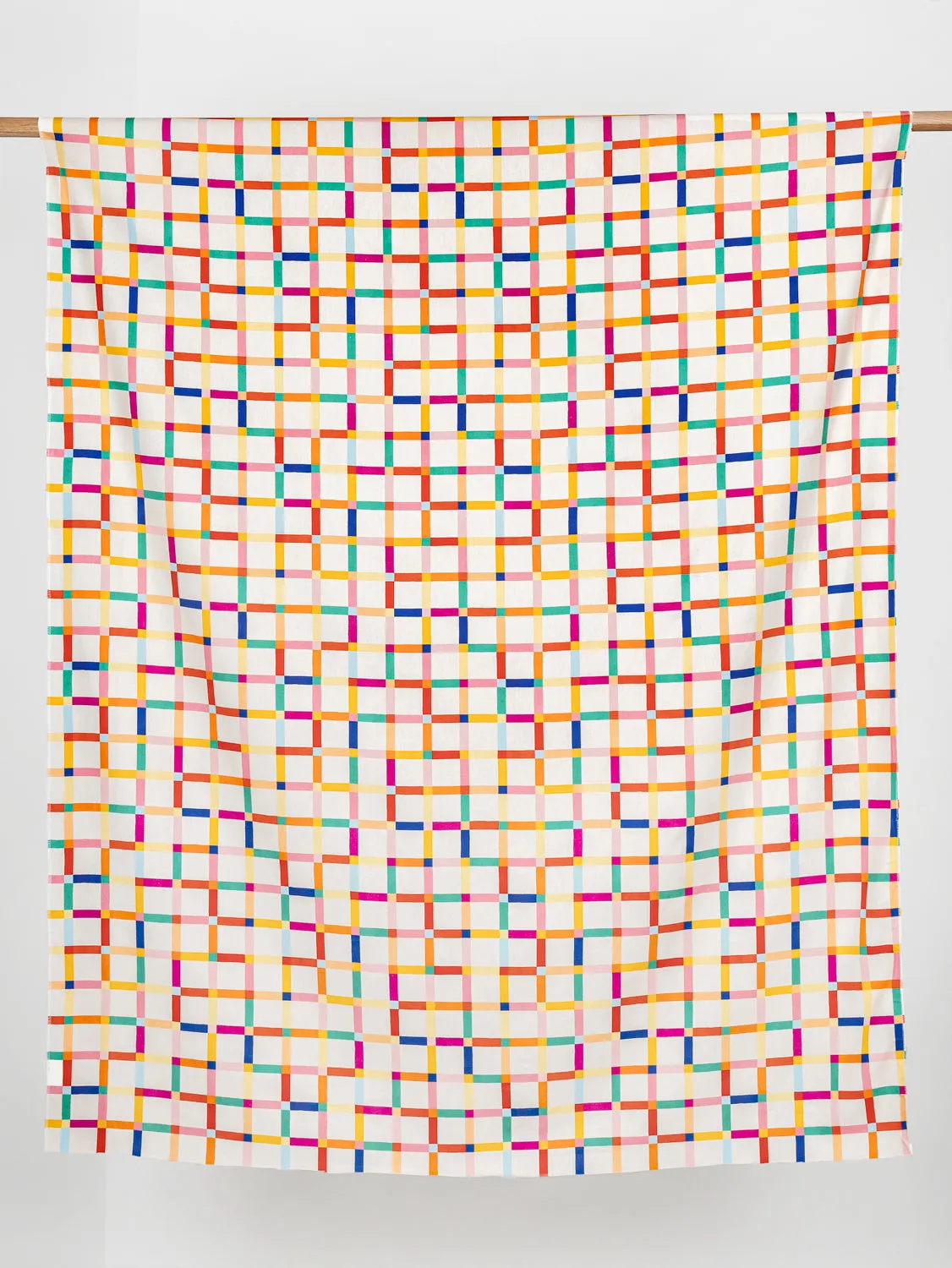Teetertotter Check Print Organic Cotton Canvas - Cream   Multicolour - Swatch