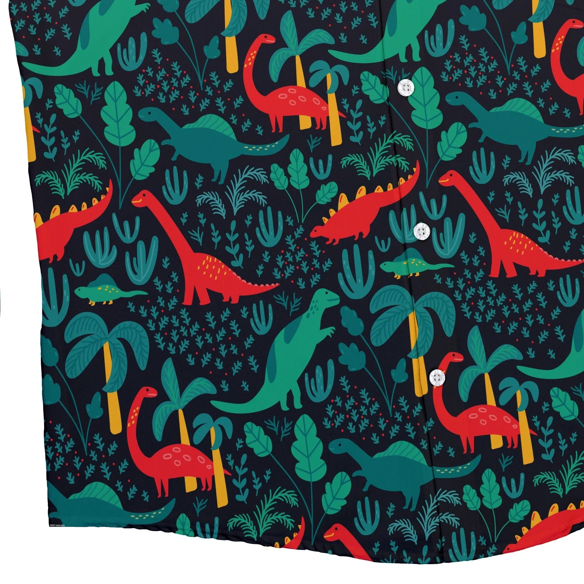 Tropical Dinosaur Green Aloha Button Up Shirt