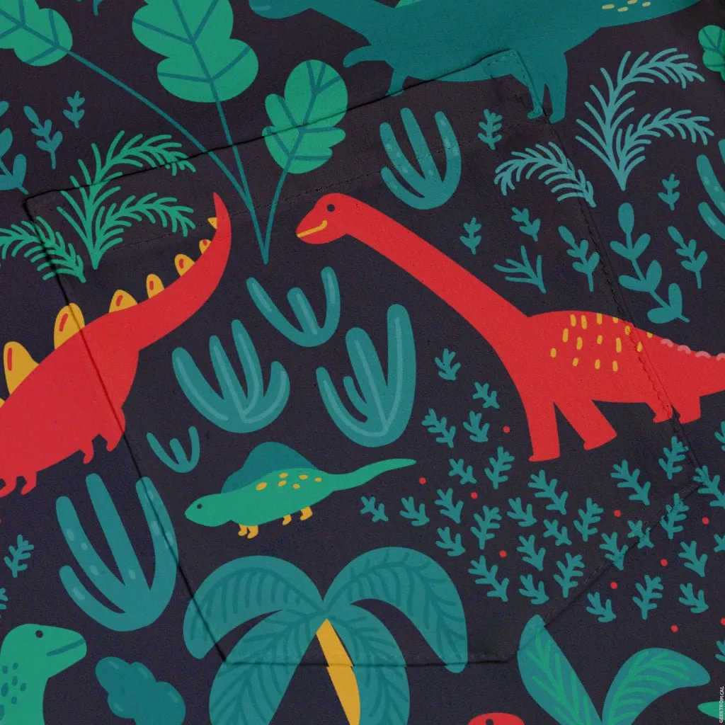 Tropical Dinosaur Green Aloha Button Up Shirt