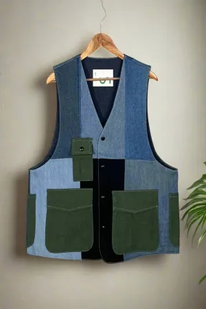 Un Denim - 100% Cotton Unisex Upcycled Denim Gilet Jacket | G159