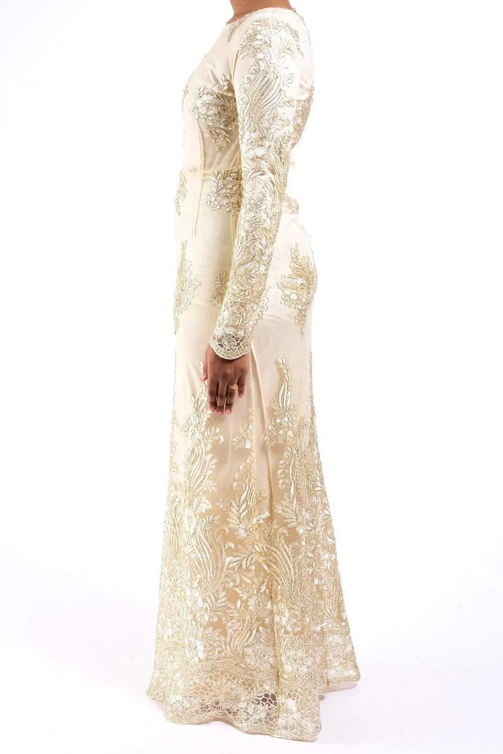 Vanilla Embroidered Princess Gown