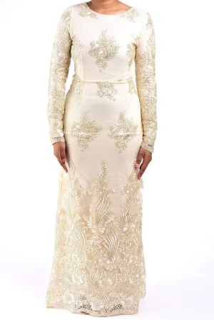 Vanilla Embroidered Princess Gown