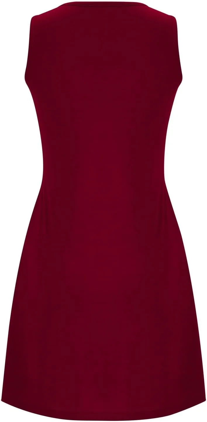 Women's 2024 Summer Casual Loose Beach Sleeveless Midi Sundress with Pockets Swing Solid Ruffle A-Line Dresses