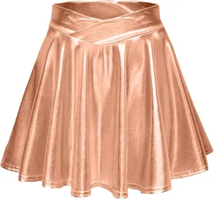 Womens A Line Mini Skort 2025 Carnival Party Dance Skirts Sparkly Shiny Solid Pleated Skirts Sexy Ruffles Tutu Skirt
