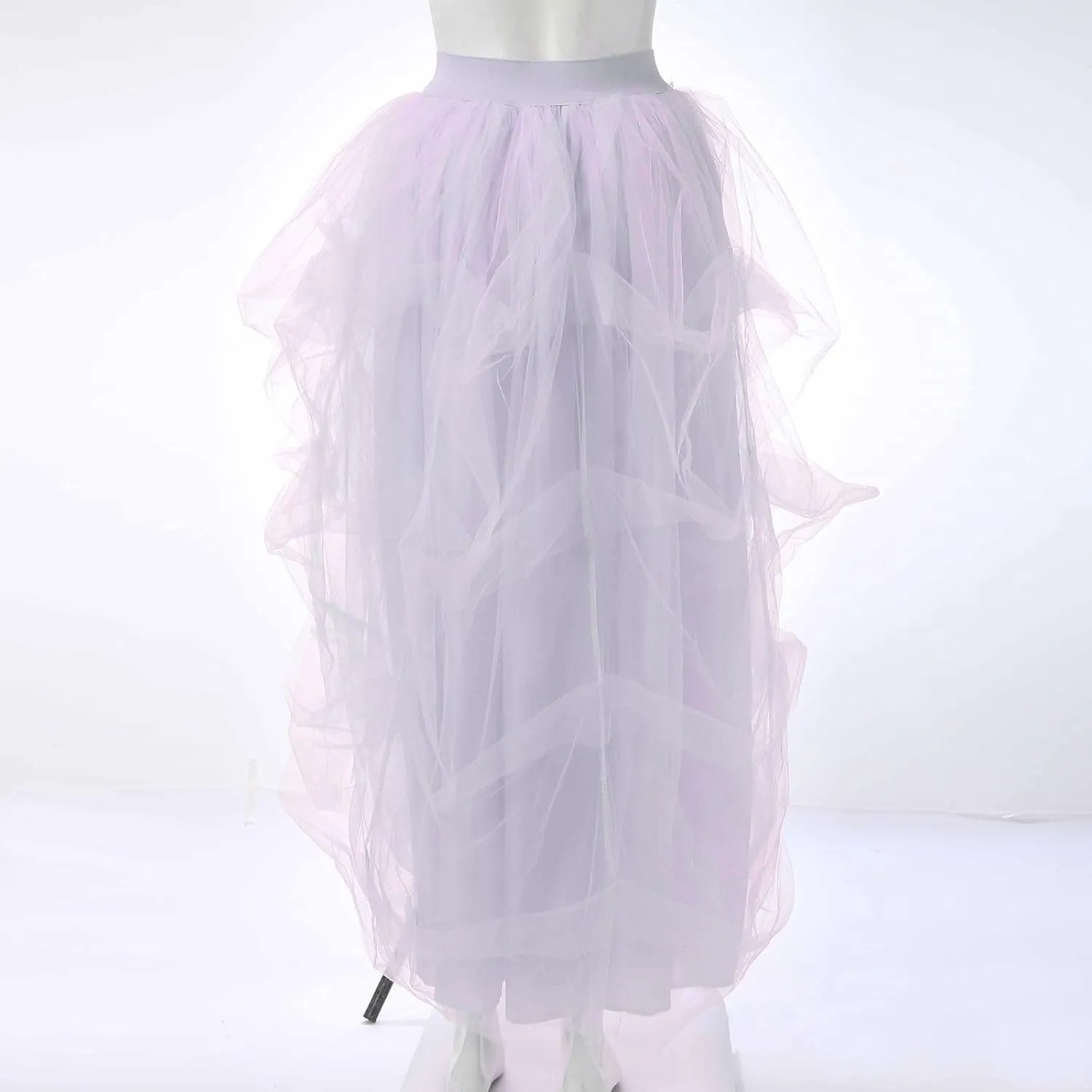 Womens Carnival Party Tutu Skirts Fashion Sexy Elastic Mesh Shampan Skirt Casual Business High Waist Knee Length Skirt