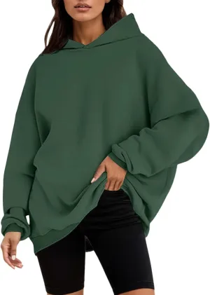 Women's Casual Hoodies Long Sleeve Oversized Sweatshirts Solid Color Fall Fashion Pullover Tops Outfit Winter Clothes
