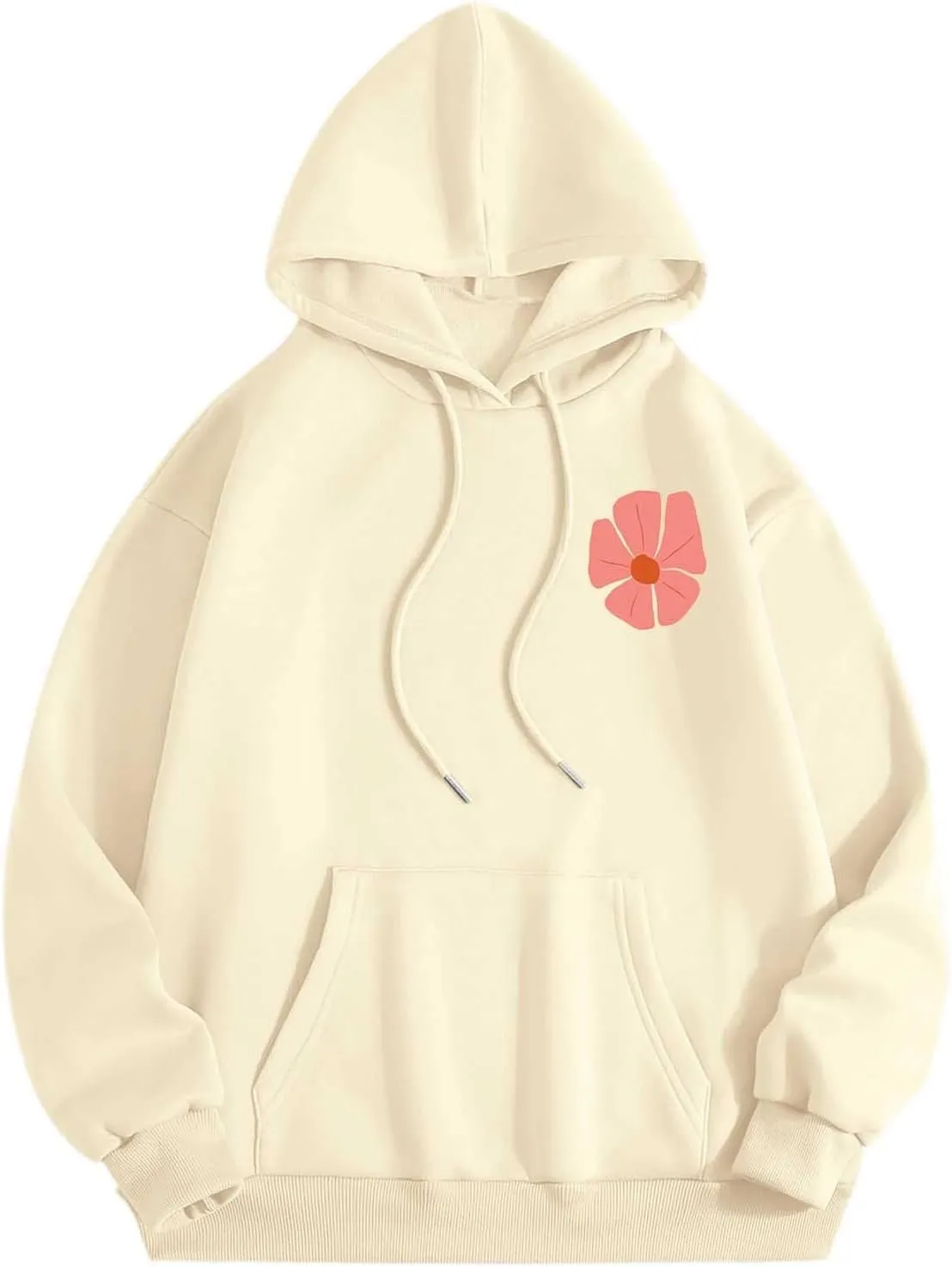 Women's Floral Print Hoodie Oversized Fashion Hooded Sweatshirts Long Sleeve Y2K Hoodies Pullovers with Pockets