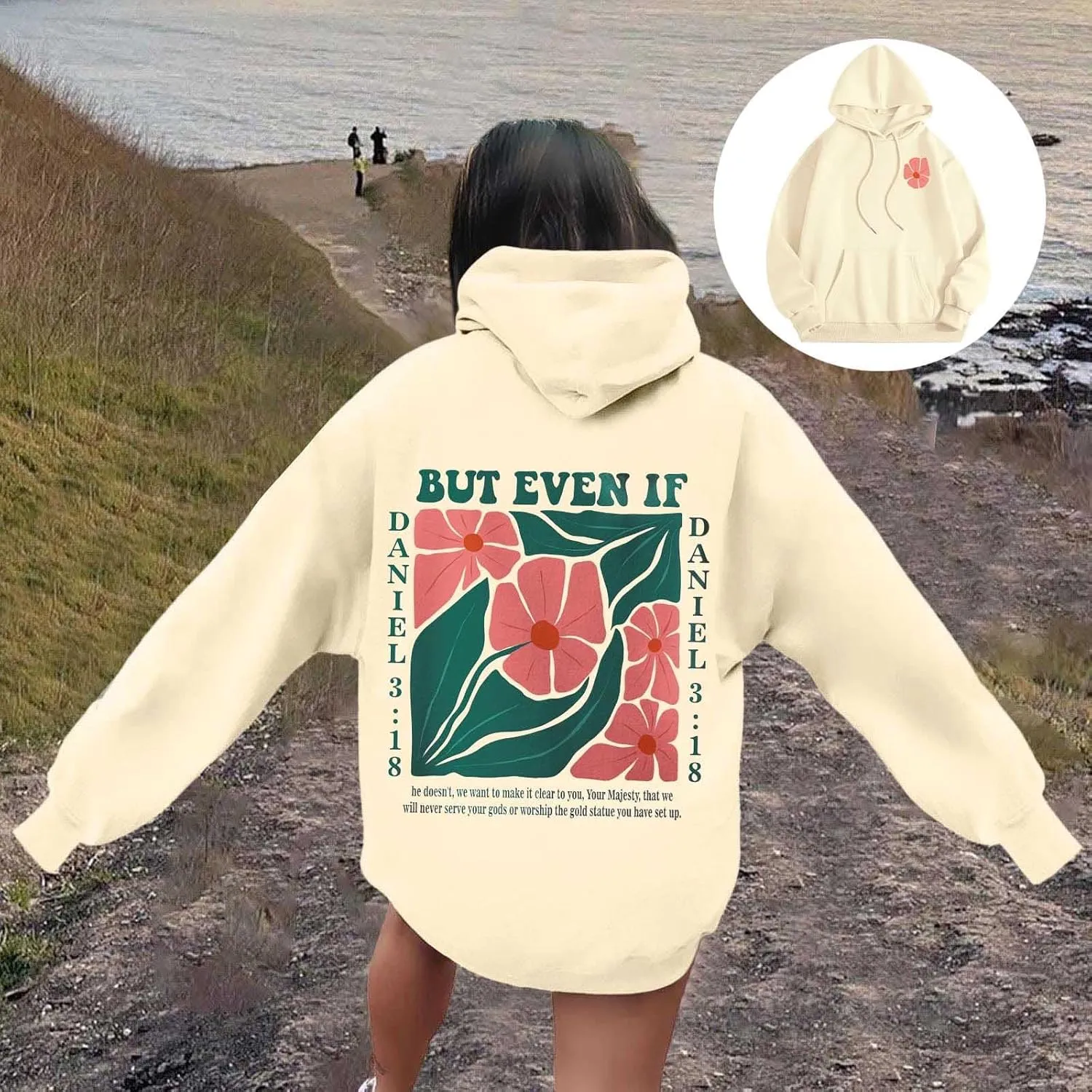Women's Floral Print Hoodie Oversized Fashion Hooded Sweatshirts Long Sleeve Y2K Hoodies Pullovers with Pockets