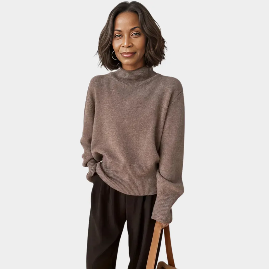 Women's Loose Cashmere Sweater  High Neck, Long Sleeves, Winter Knitwear