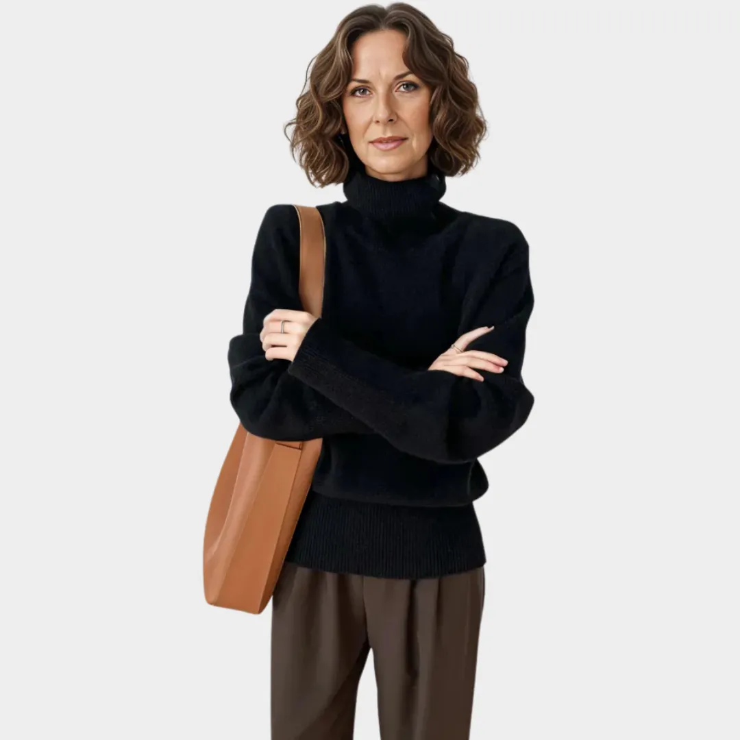 Women's Loose Cashmere Sweater  High Neck, Long Sleeves, Winter Knitwear