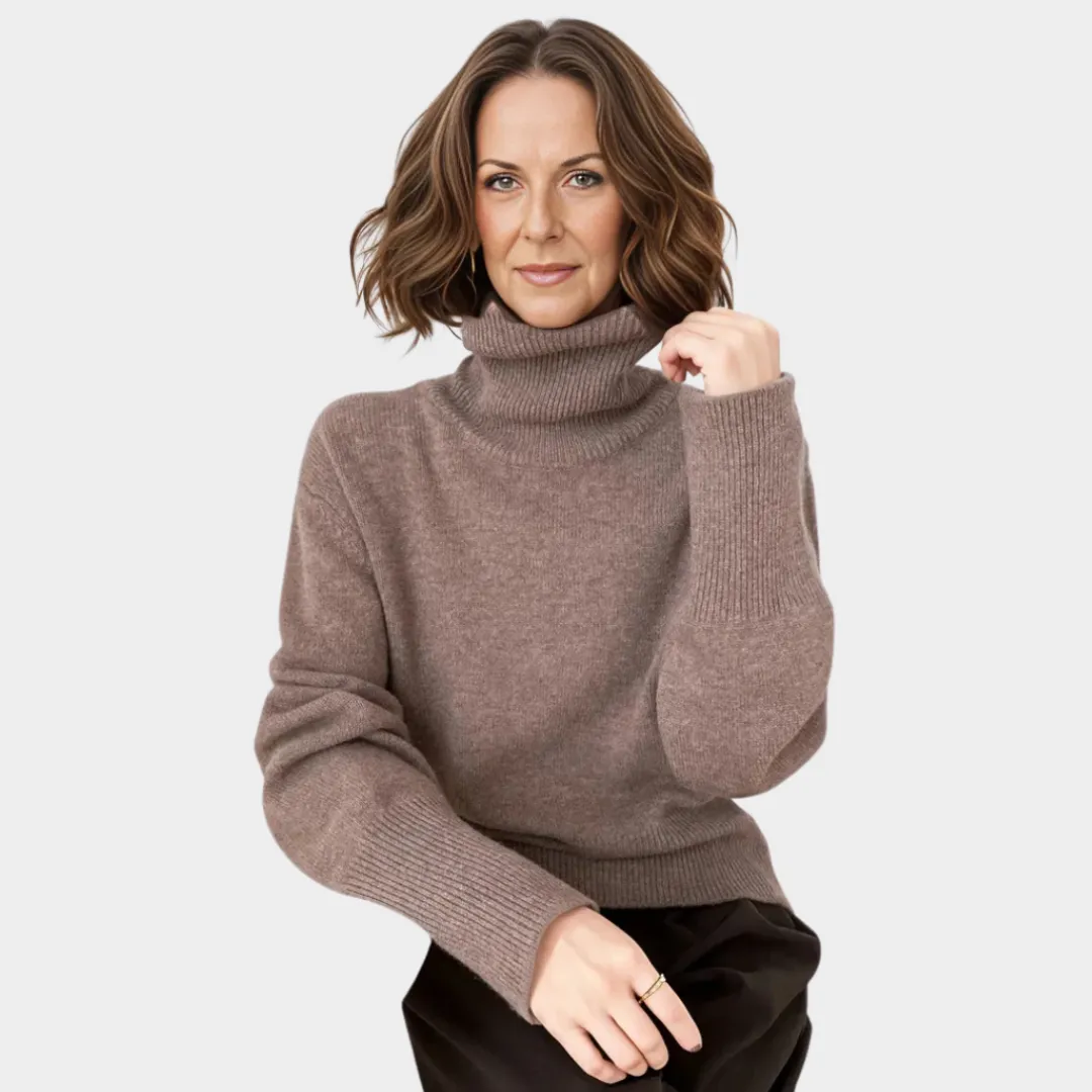 Women's Loose Cashmere Sweater  High Neck, Long Sleeves, Winter Knitwear