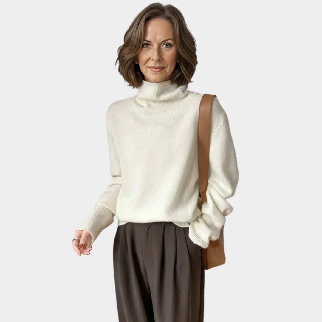 Women's Loose Cashmere Sweater  High Neck, Long Sleeves, Winter Knitwear
