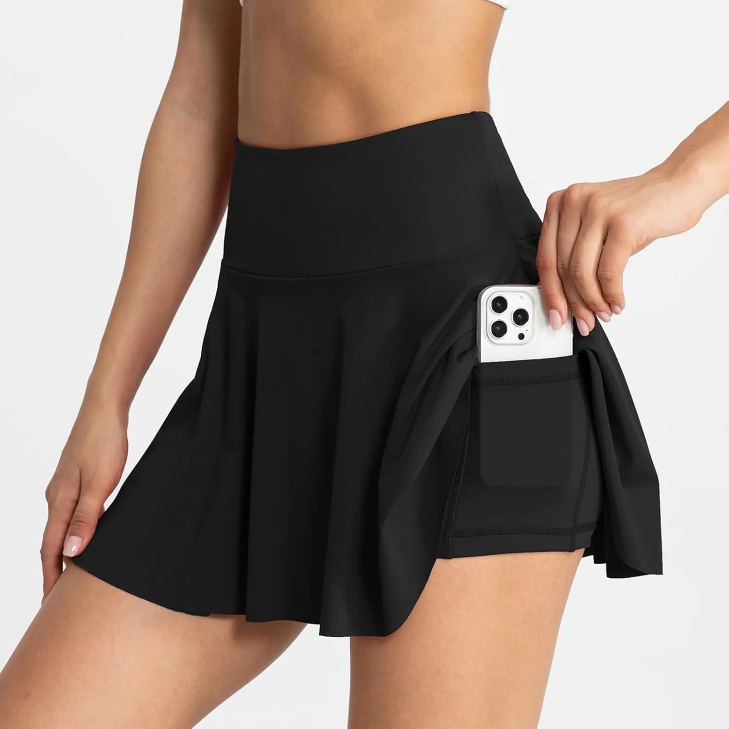 Womens Skirt for Summer Running Sports High Elastic Waist Tennis Mini Skirts with Liner Ruffle Hem Athletic Shorts