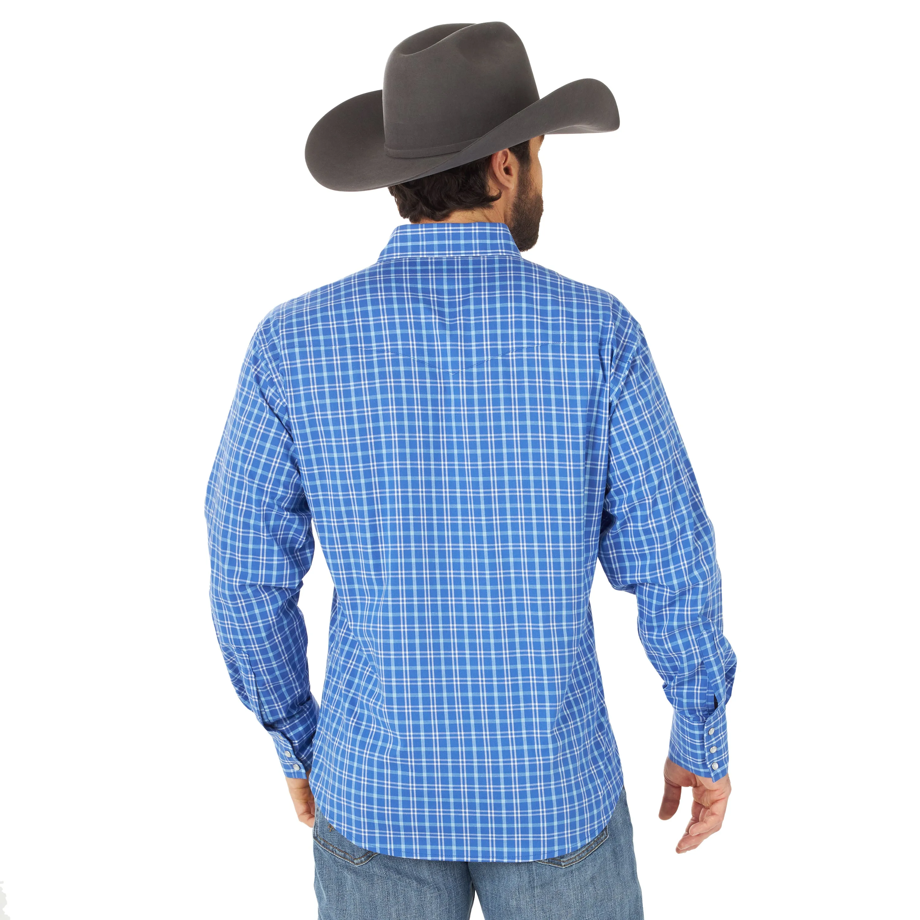 Wrangler | Wrinkle Resist Blue Plaid LS Snap Shirt