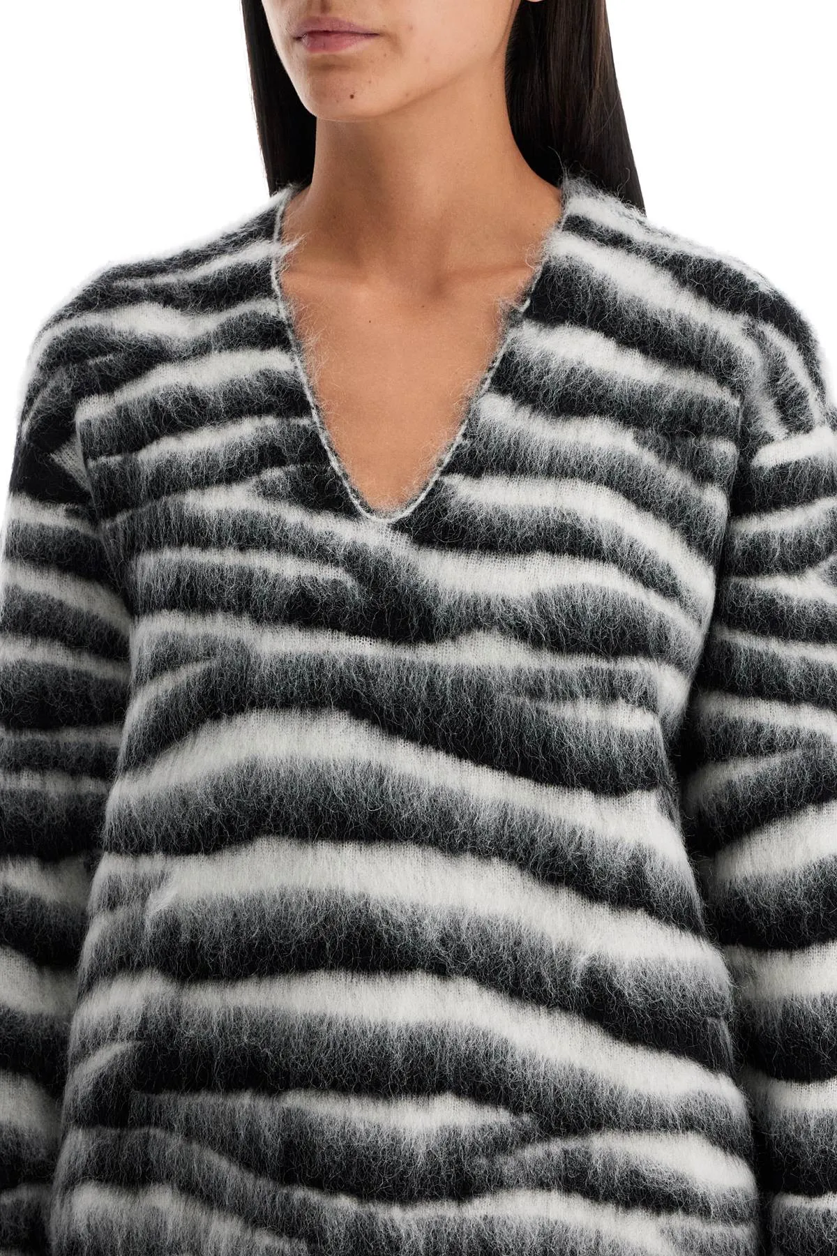 zebra print wool and mohair 2F4RTP030K30 BLACK/WHITE