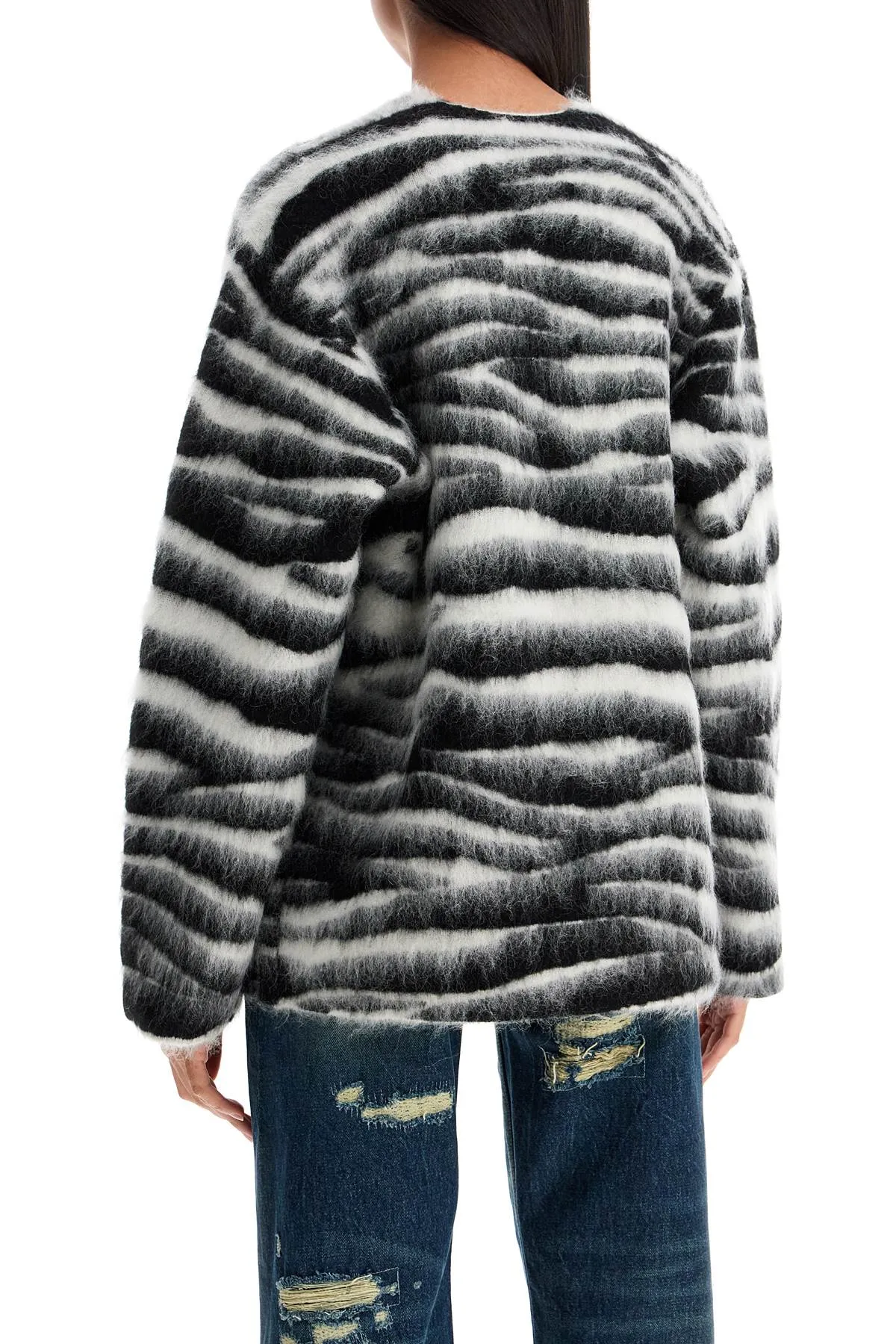 zebra print wool and mohair 2F4RTP030K30 BLACK/WHITE